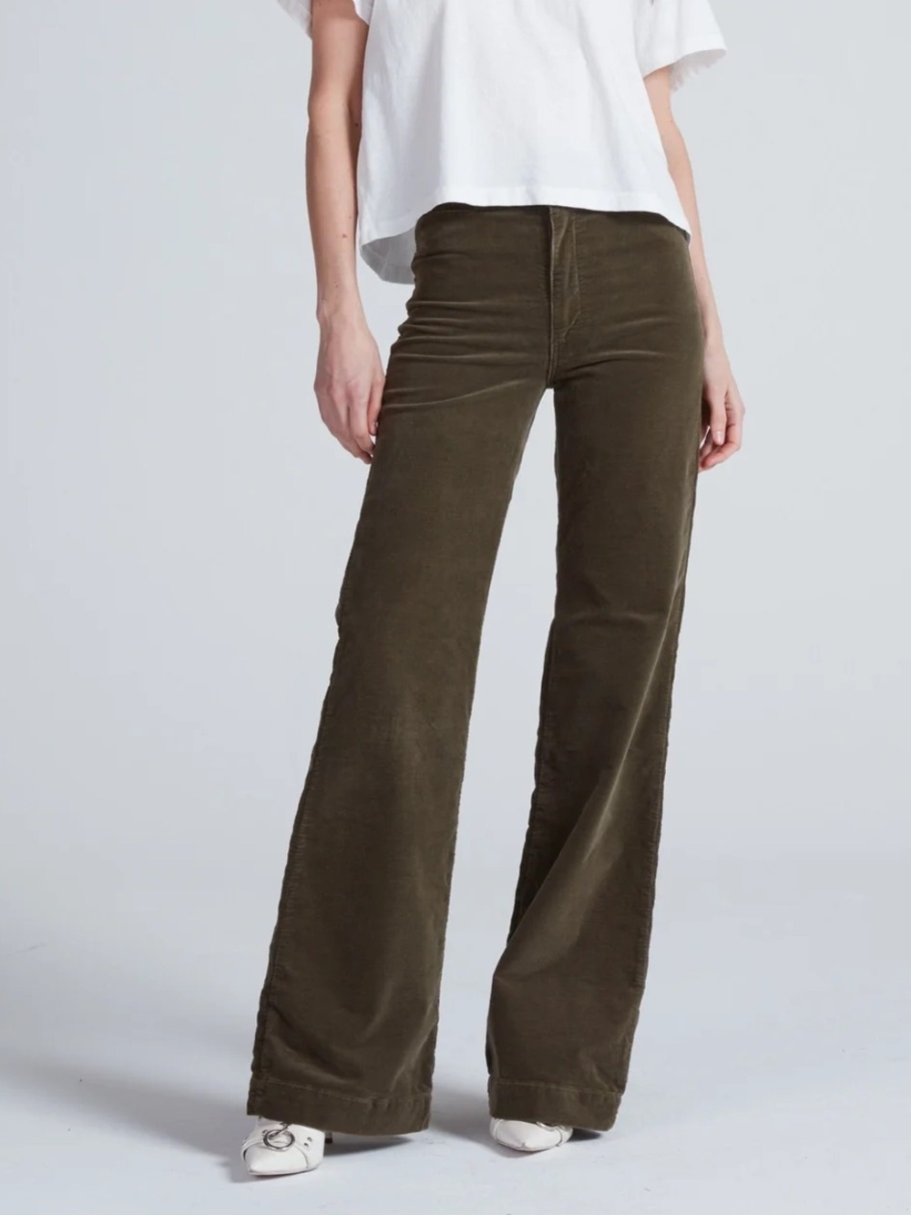ASKK NY BRIGHTON CORDUROY brown green pants flare bootcut 30